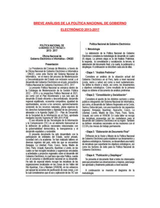 BREVE ANÁLISIS DE LA POLÍTICA NACIONAL DE GOBIERNO
ELECTRÓNICO 2013-2017
 