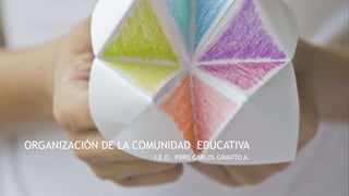 ORGANIZACIÓN DE LA COMUNIDAD EDUCATIVA
I.E.D. PBRO CARLOS GRAVITO A.
 