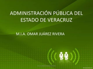 ADMINISTRACIÓN PÚBLICA DEL
   ESTADO DE VERACRUZ

  M.I.A. OMAR JUÁREZ RIVERA




             M.I.A. OMAR JUÁREZ RIVERA   1
 