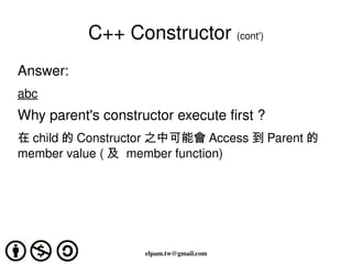 Agenda <ul><li>Constructor Review in C++ 