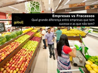 Empresas vs Fracassos
Qual	
  grande	
  diferença	
  entre	
  empresas	
  que	
  tem	
  
	
  sucesso	
  e	
  as	
  que	
  não	
  tem?	
  
	
  
 