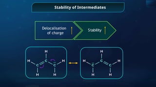 Stability of Intermediates
Delocalisation
of charge
Stability
 