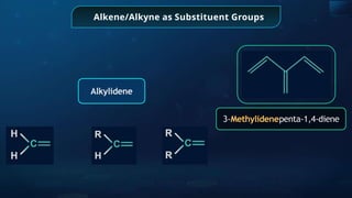 Alkene/Alkyne as Substituent Groups
3-Methylidenepenta-1,4-diene
Alkylidene
 