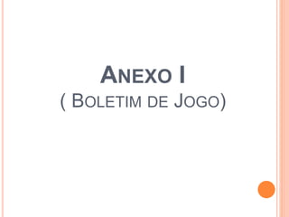 ANEXO I
( BOLETIM DE JOGO)
 