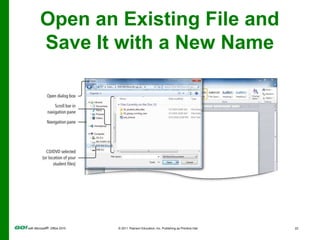 Explore Options foran ApplicationEach Office application has an Options dialog box from which you can select:Program settingsOther options and preferences, such as setting preferences for viewing and editing files