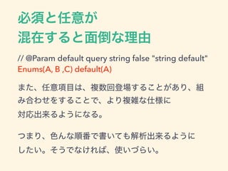  
// @Param default query string false "string default"
Enums(A, B ,C) default(A)
 
 
 
