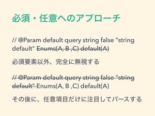 // @Param default query string false "string
default" Enums(A, B ,C) default(A)
// @Param default query string false "string
default" Enums(A, B ,C) default(A)
 