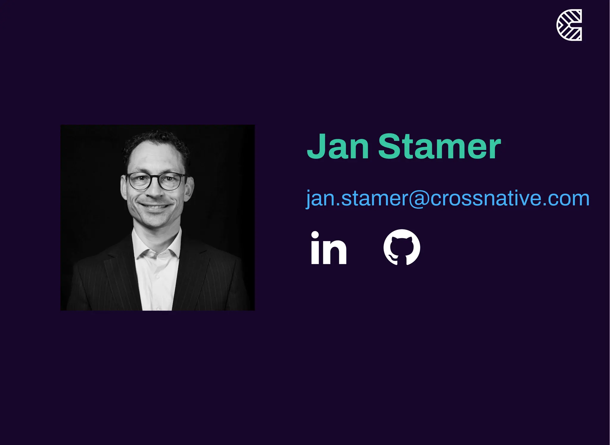 Jan Stamer
jan.stamer@crossnative.com
 