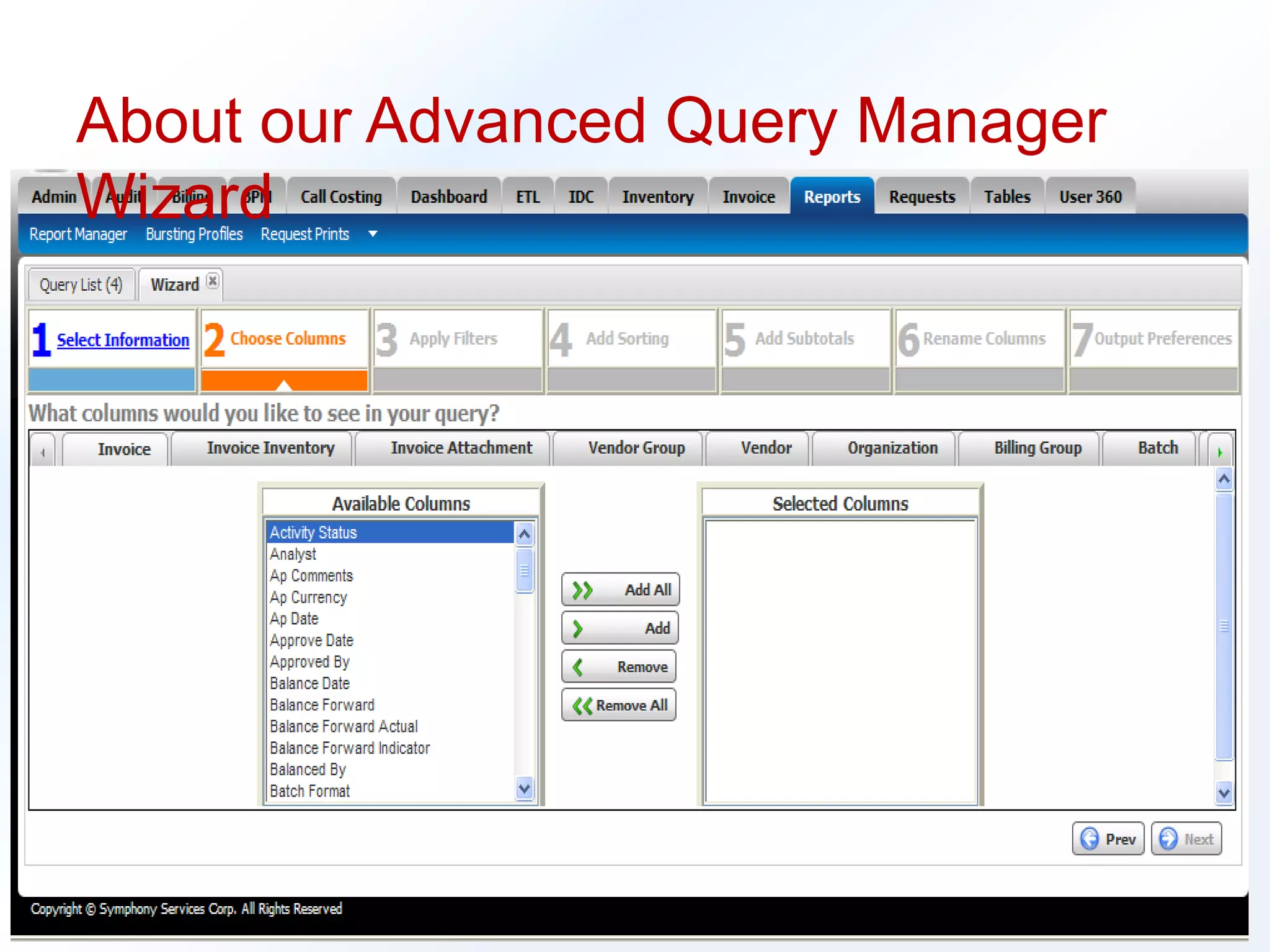 About our Advanced Query Manager 
Wizard 
 