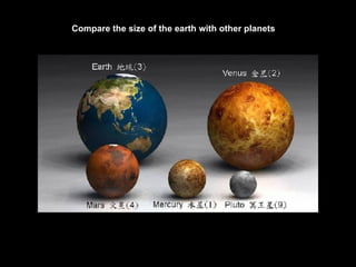 Compare the size of the earth with other planets 