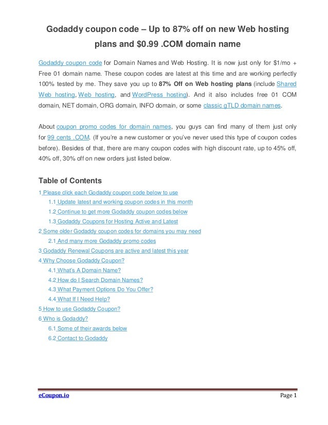 Godaddy Coupon Code Up To 87 Off New Web Hosting Plans And 0 99 Images, Photos, Reviews