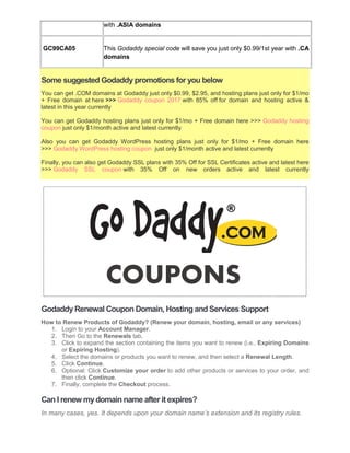 Coupon renew domain godaddy