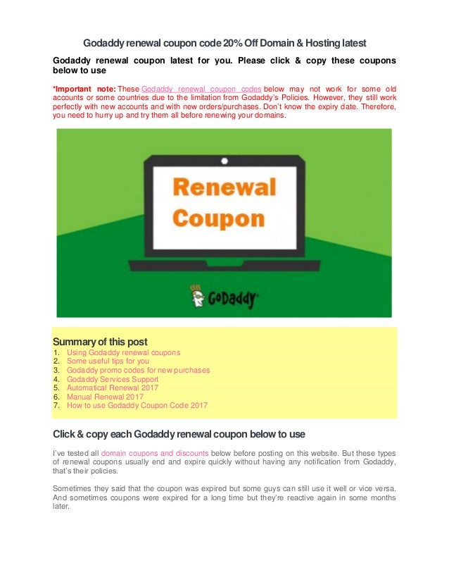 Godaddy com renewal coupon