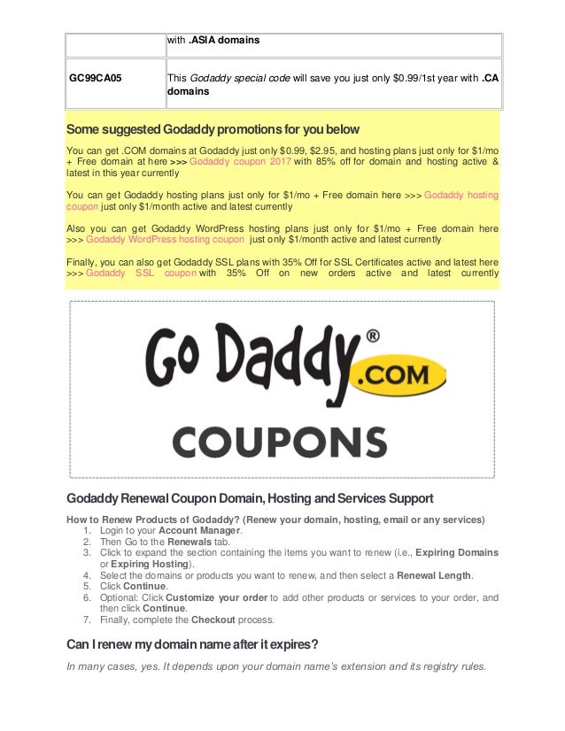 Godaddy .ca renewal coupon
