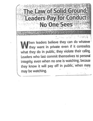 Leaders Pay for Conduct No One Sees
