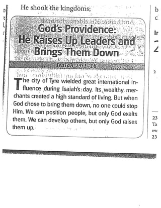 God's Providence: He Raises Up Leaders and Brings Them Down