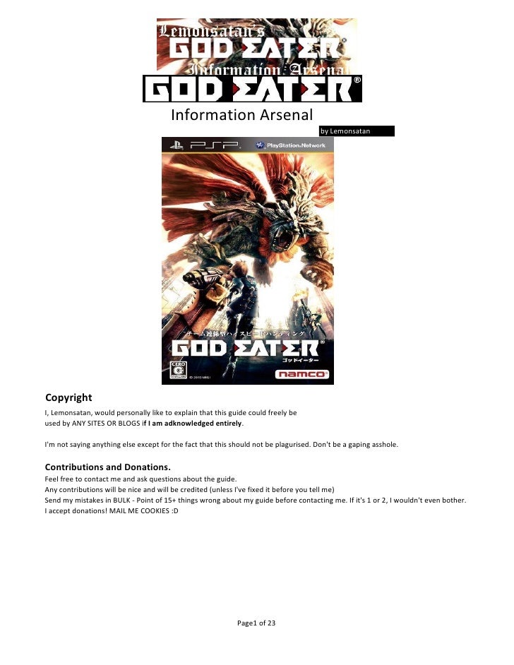 God Eater Information Arsenal V0 21 God Eater Information Arsenal V0 21