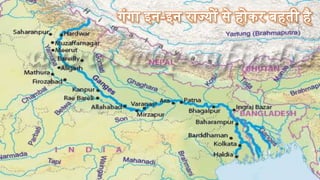 गंगा में बस्ता जीवन
•गंगा में लगभग 140 जलीय प्रजापतयााँ रहती हैं।
•गंगाई डॉपफ़िन और गंगाई घपियाल जैसी दुलथभ प्रजापतयों ने भ...