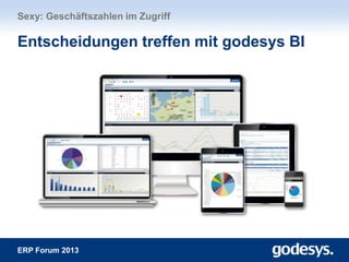ERP Forum 2013
Sexy: Geschäftszahlen im Zugriff
Entscheidungen treffen mit godesys BI
 