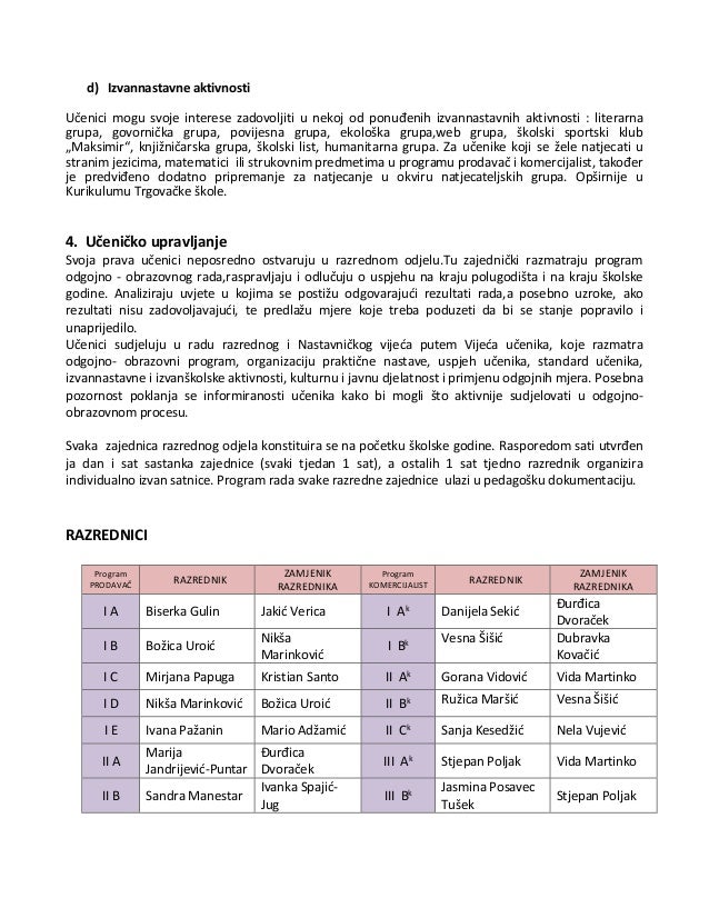 godinji plan i program rada kole