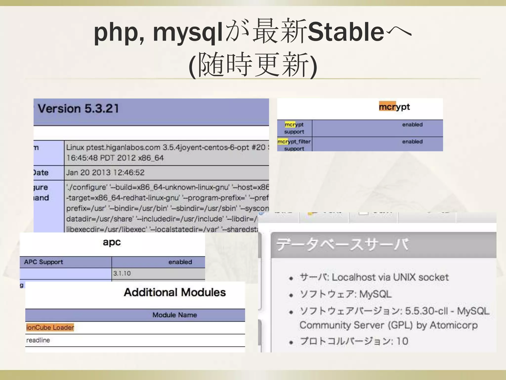 php, mysqlが最新Stableへ
       (随時更新)
 