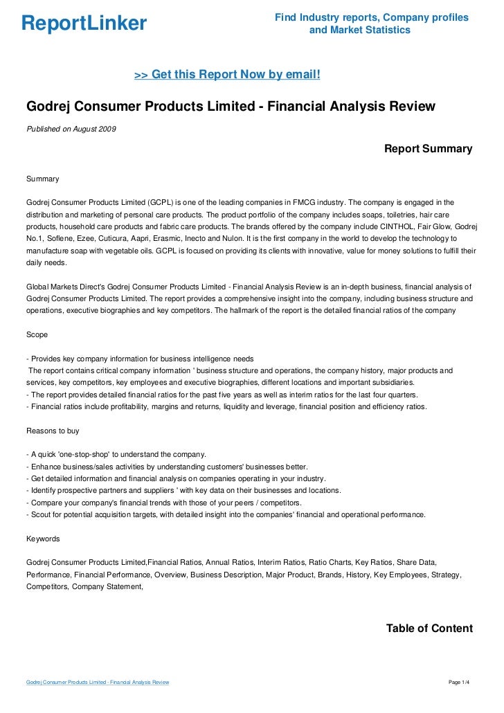 Godrej Consumer Products Limited Financial Analysis Review