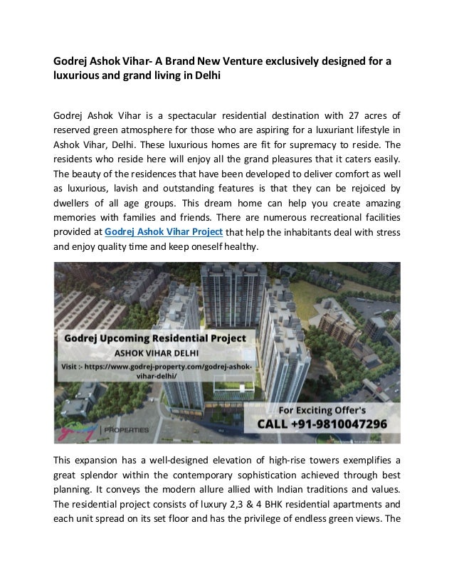 Godrej ashok vihar a brand new venture exclusively designed for a
