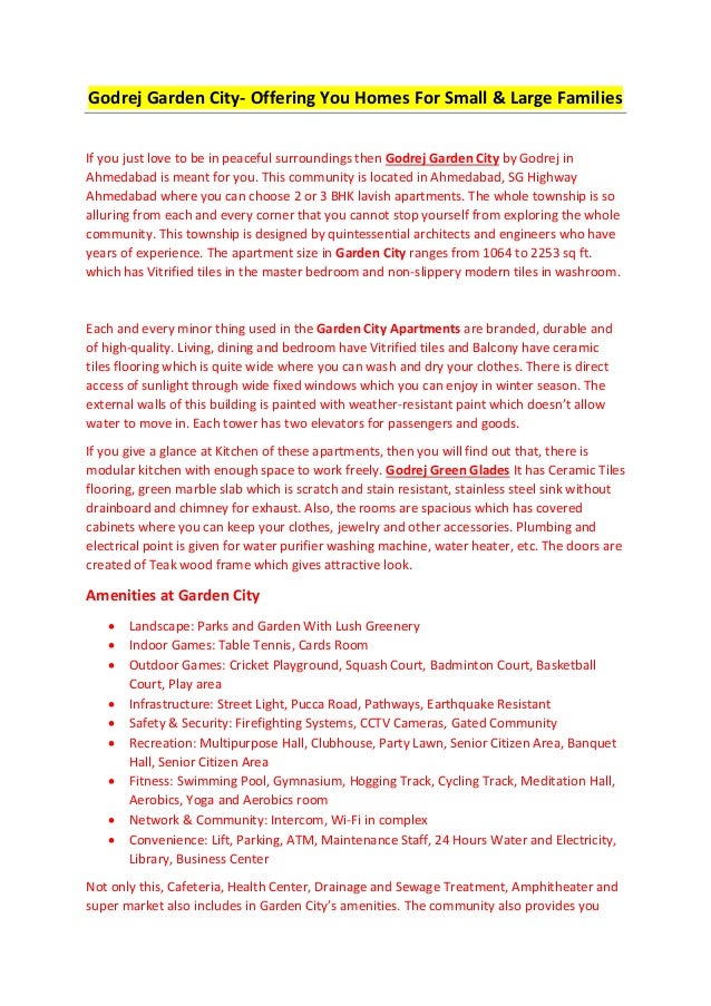 Godrej Garden City Offering You Homes For Small & Large Families