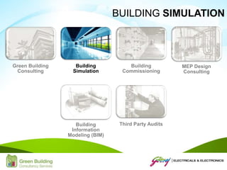 Green Building
Consulting
Building
Simulation
Building
Commissioning
MEP Design
Consulting
Building
Information
Modeling (BIM)
Third Party Audits
BUILDING SIMULATION
 