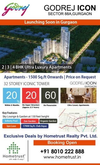 Godrej icon | 2 3 4 BHK Apartments | Booking Amount 5 Lac* | Sector 88A Gurgaon | +91 8010 222 888 ﻿