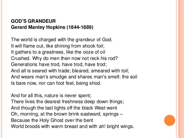 The poem Gods Grandeur by Gerard Manley