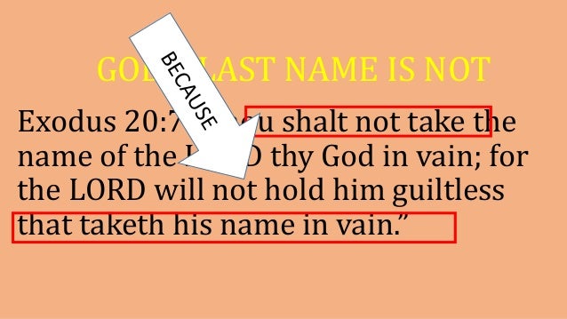 God s Last Name Is Not