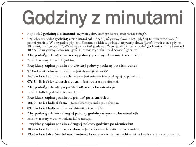 O której godzinie po niemiecku