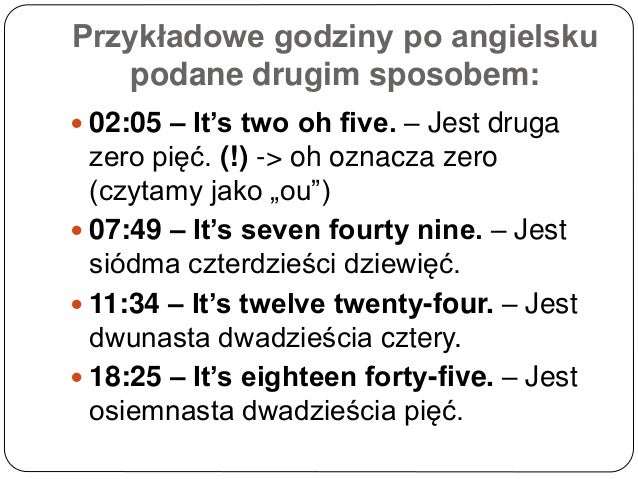 Jak Sie Pisze Godziny Po Angielsku - Godziny po angielsku