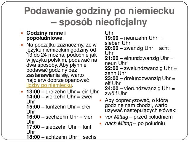 Godziny Po Niemiecku Oficjalnie I Nieoficjalnie Godziny po niemiecku
