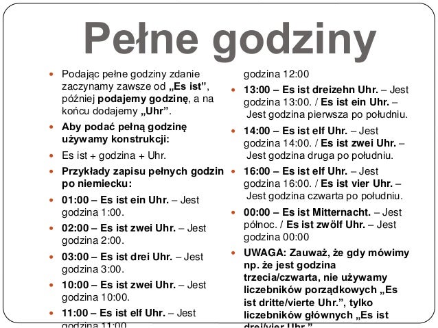 Godziny Po Niemiecku Oficjalnie I Nieoficjalnie Godziny po niemiecku