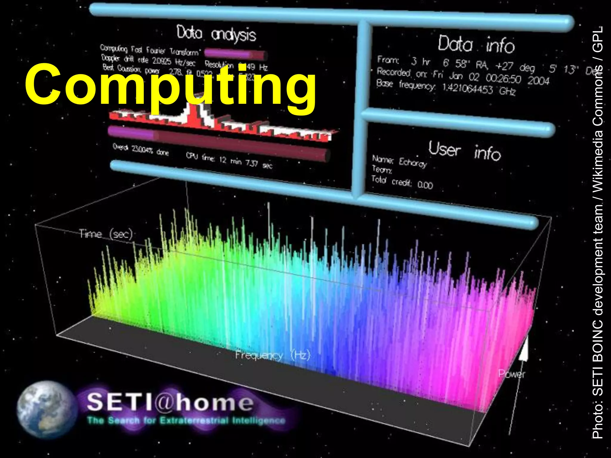 Computing
Photo:SETIBOINCdevelopmentteam/WikimediaCommons/GPL
 