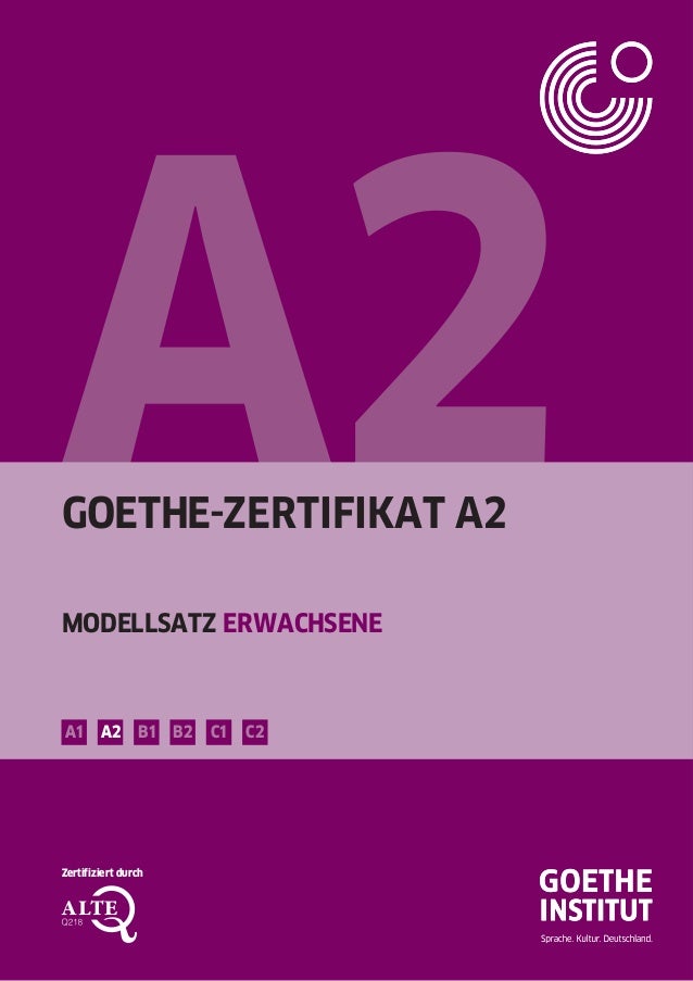 Goethe Zertifikat A2 Modellsatzerwachsene