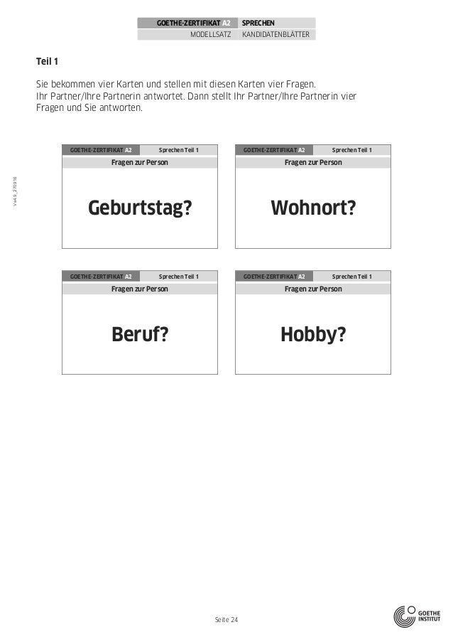 Goethe Zertifikat A2 Modellsatzerwachsene