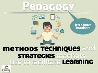 Pedagogy
andmethods techniques
strategies
use to facilitate
, ,
learning
teachers
It’s about
Teachers
 