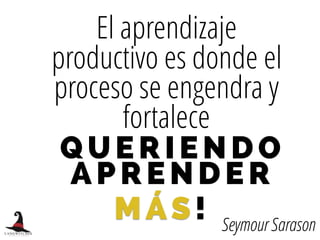 QUER IEN DO
APRENDER
El aprendizaje
productivo es donde el
proceso se engendra y
fortalece
MÁS! Seymour Sarason
 