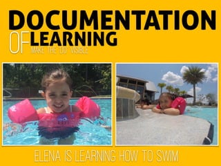 OF
DOCUMENTATION
LEARNINGMake the “Do” Visible
Elena is learning How to Swim
 