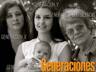 Generaciones
Generacion X
Generacion Y
Generacion Alpha
Generacion del silencio
 