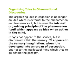 Organizing Idea in Observational Discoveries. The organizing idea in cognition is no longer an idea which is external to t...