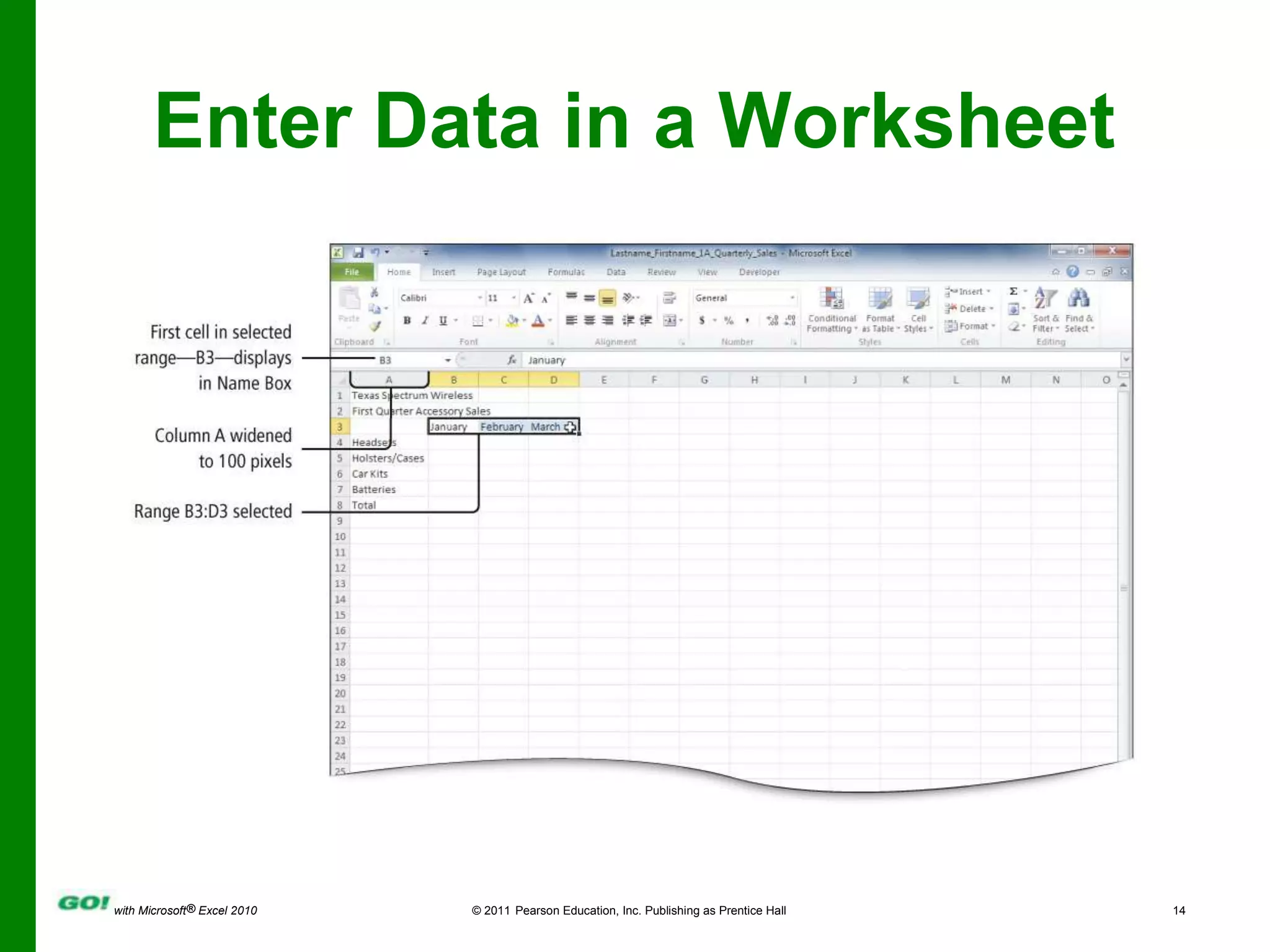 Enter Data in a Worksheet