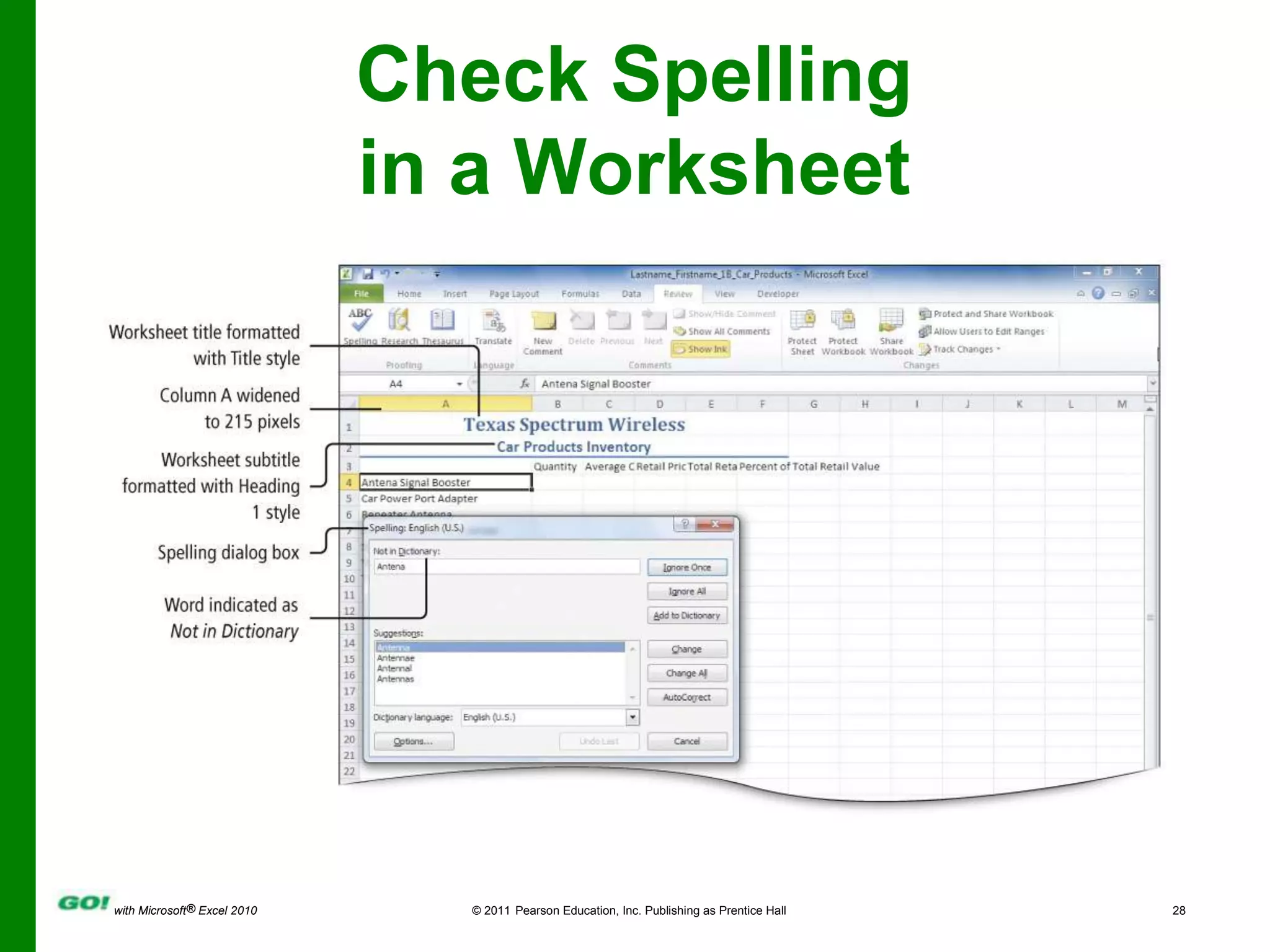 Check Spelling in a Worksheet