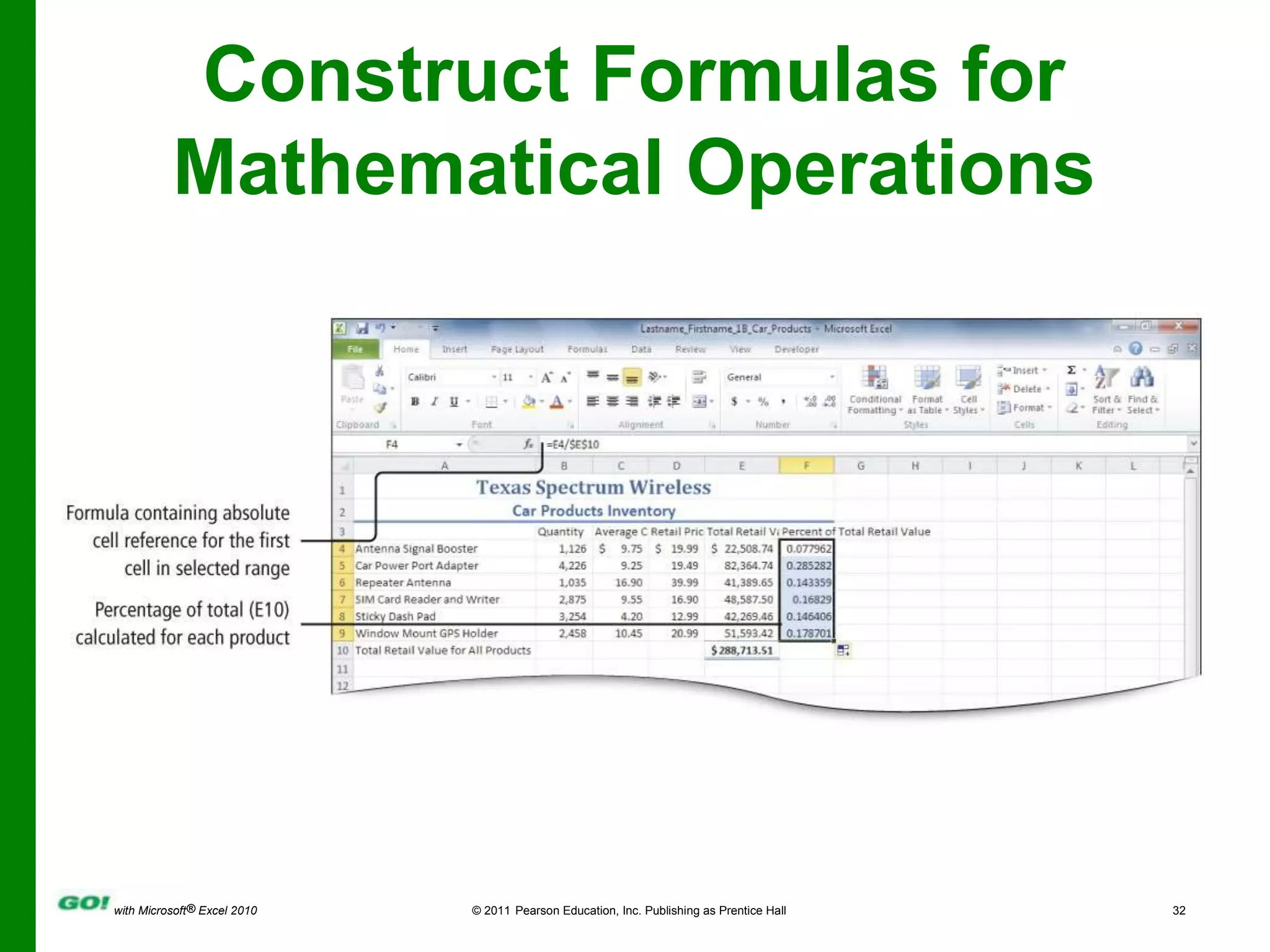 Construct Formulas for Mathematical Operations