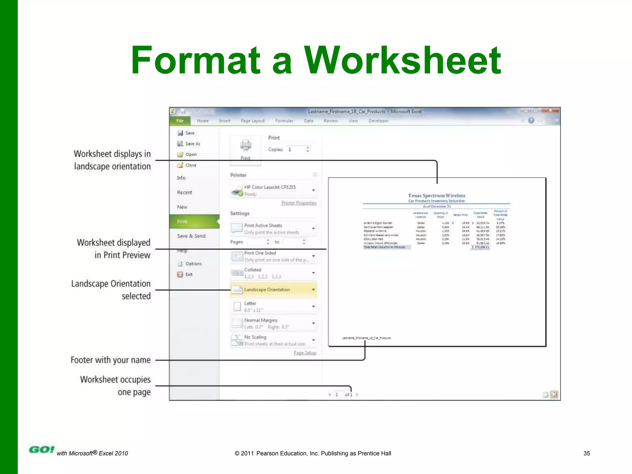 Format a Worksheet