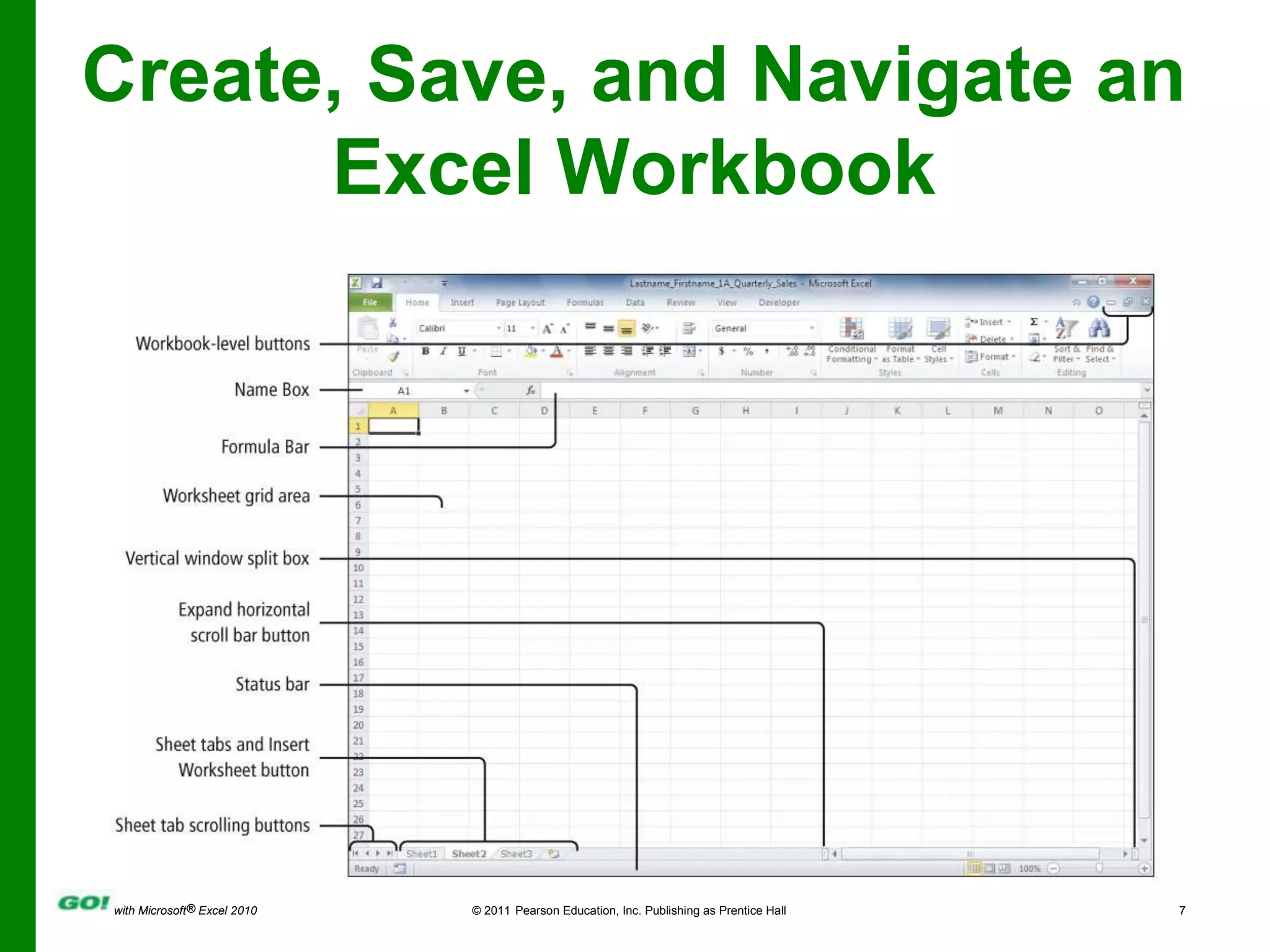 Create, Save, and Navigate an Excel Workbook