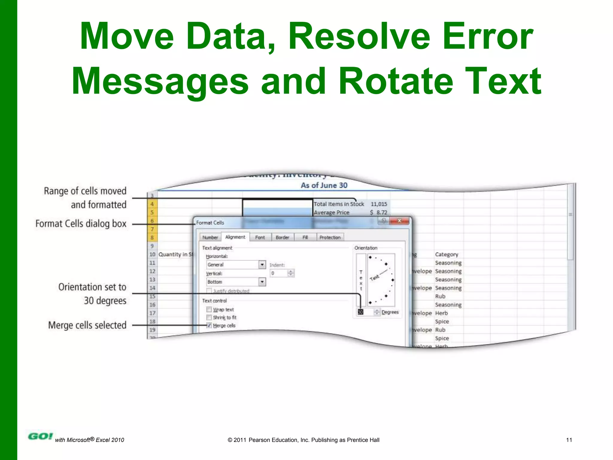 Move Data, Resolve Error Messages and Rotate Text